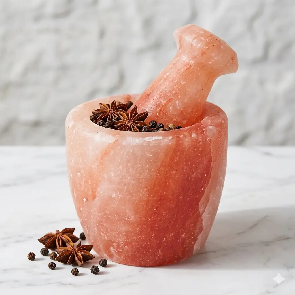 Pink Himalayan salt Mortar and Pestle set - Image 2