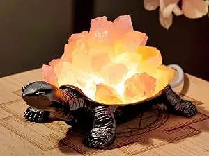 Turtle shape hand carved pink salt lamp