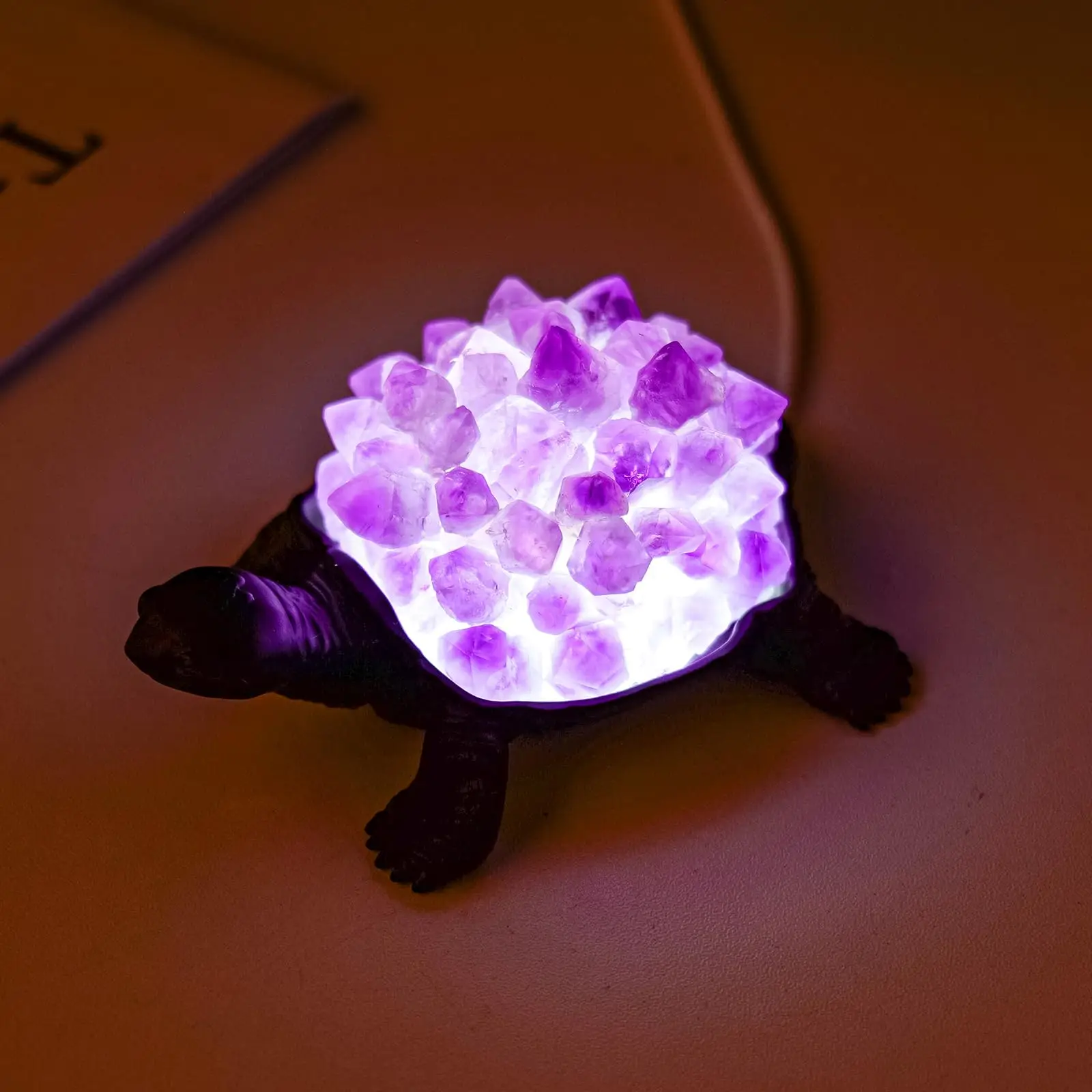 Turtle shape hand carved pink salt lamp - Image 5