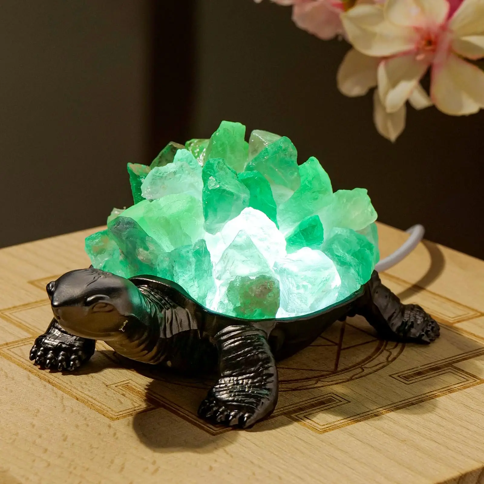 Turtle shape hand carved pink salt lamp - Image 3